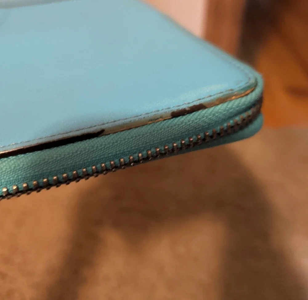Coach Light Turquoise Leather Zip Tablet Case